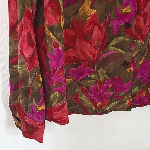 Vintage Hiroko Koshino '90s rich floral blouse, Made in 🇨🇦 Mint Condition - Picture 4 of 14